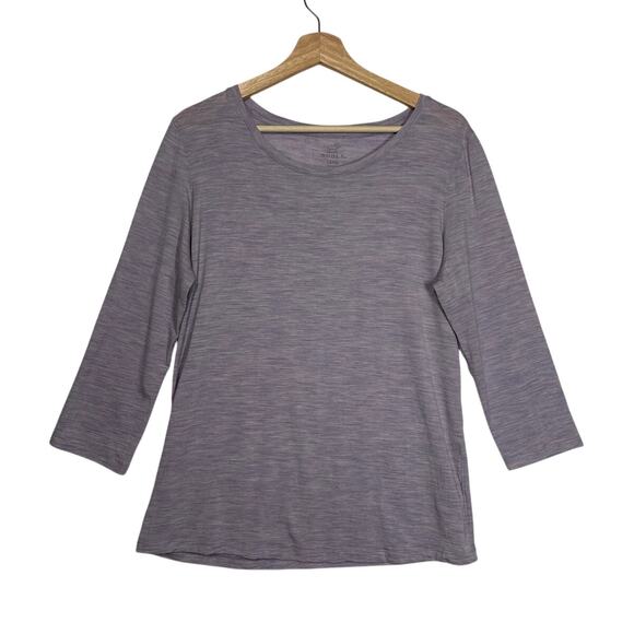 WoolX Tops - WoolX 3/4 Sleeve Merino Wool Round Neck Top Women's L Heathered Lavender Purple